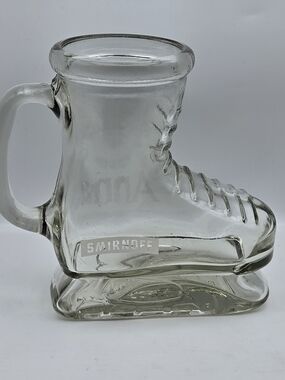 Smirnoff Beer Heavy Clear Glass Ice Hockey Skate Boot Mug Collectible